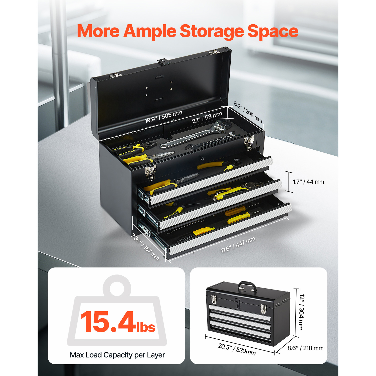 SucceBuy 20in 3-Drawer Metal T - огляд і ціна Tools Box For Workshop
