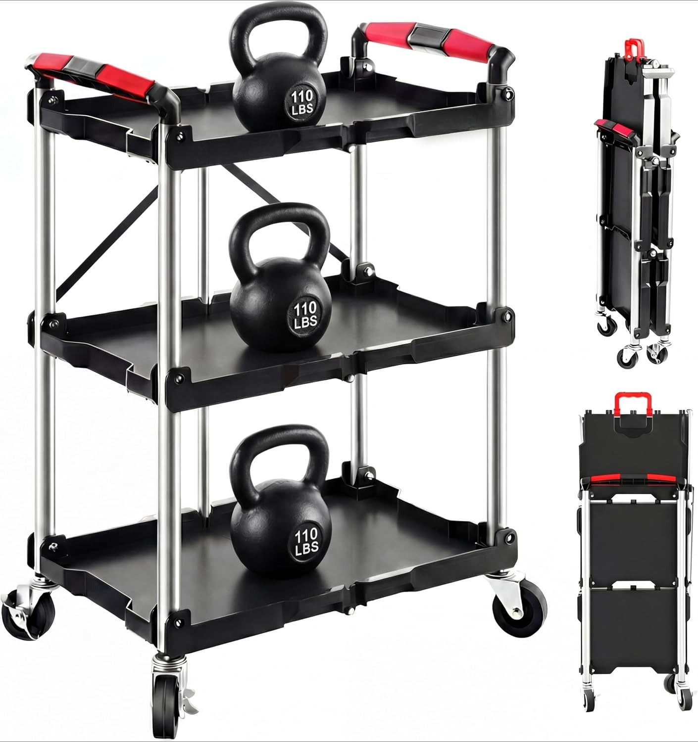 3-Shelf Foldable Rolling Utili - огляд і ціна Tools For Home Workshop