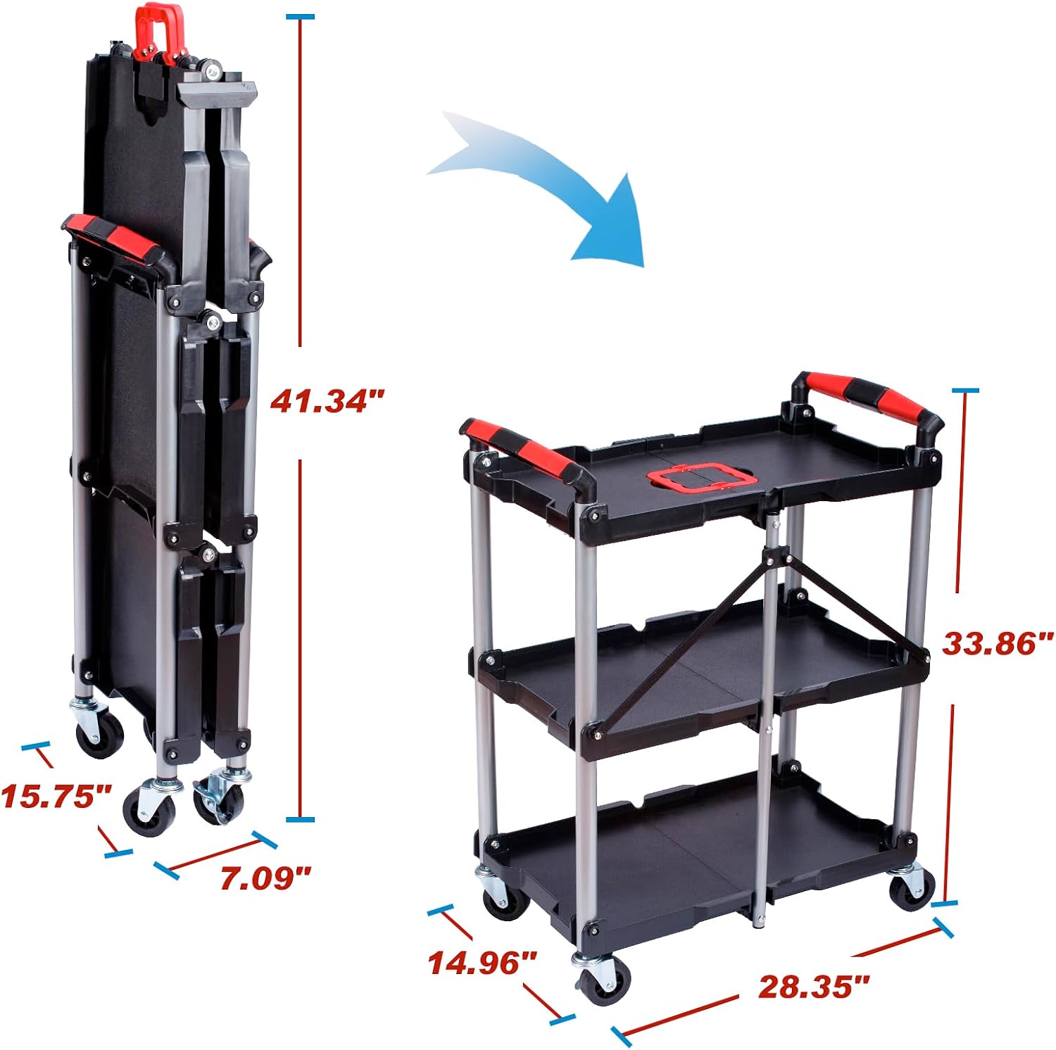 3-Shelf Foldable Rolling Utili - огляд і ціна Tools For Home Workshop